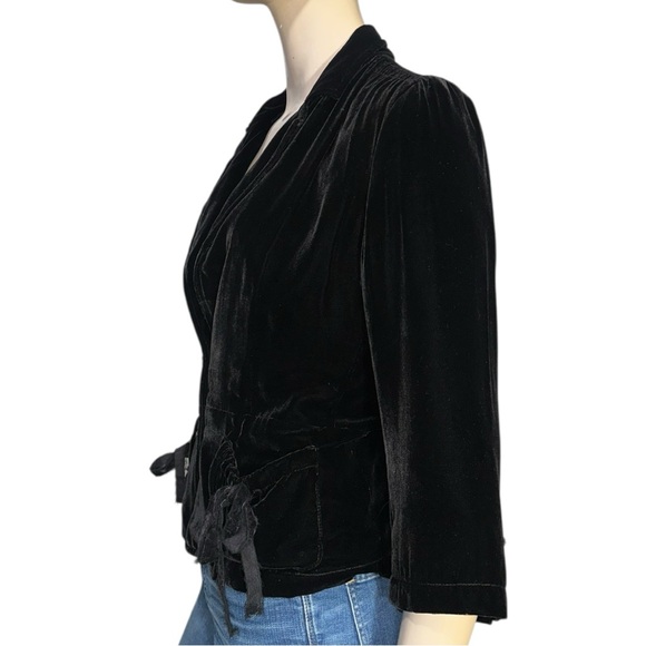 Ralph Lauren Vintage Womens Size M Black Crushed Velvet Rhinestone Button Jacket - Picture 4 of 13